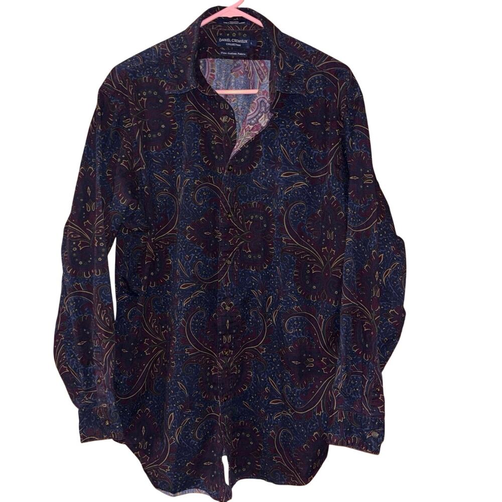 Daniel Cremieux Collection 100% cotton purple paisley long sleeve button down L